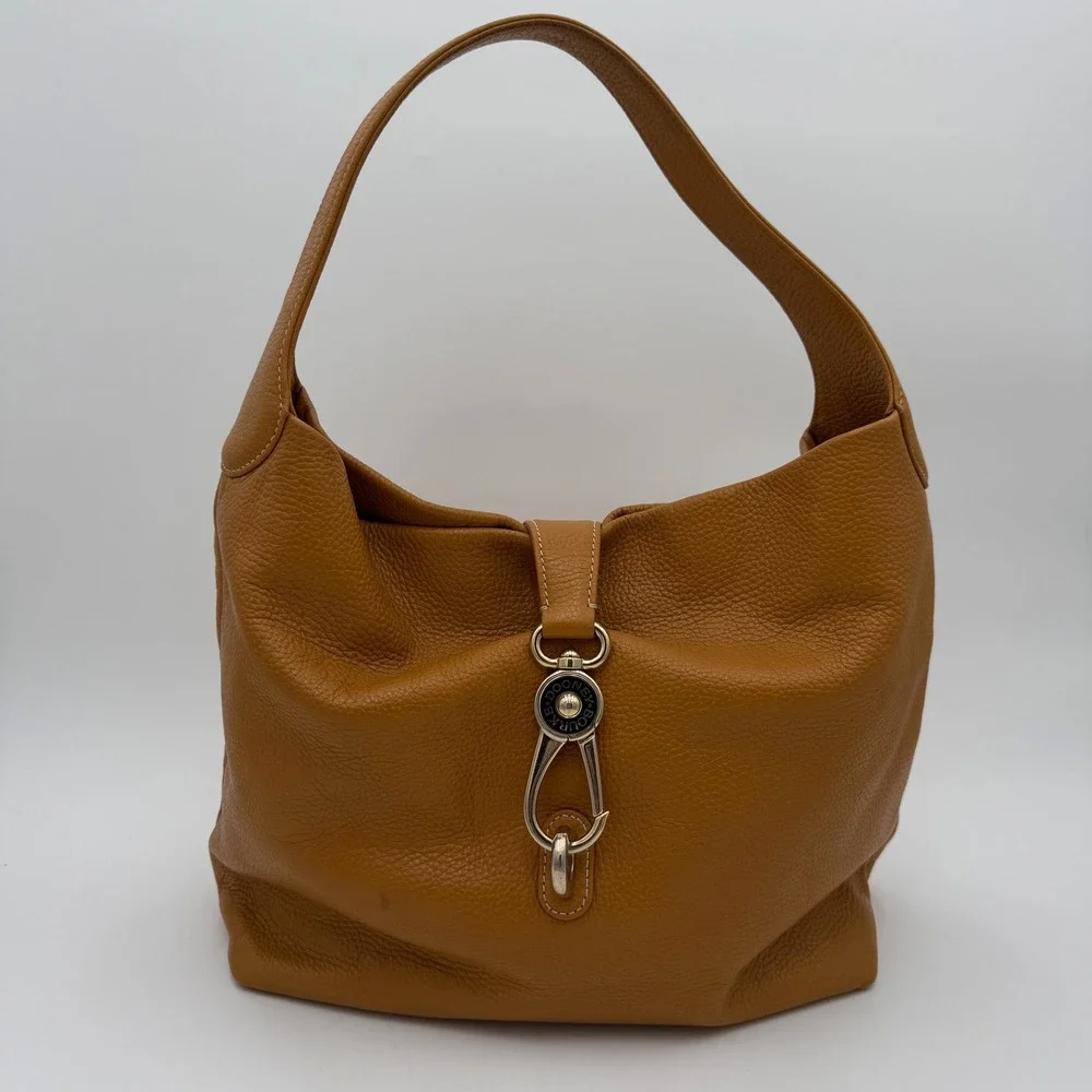 Dooney & Bourke Pebbled Leather Hobo Bag Ginger Tan Large Lobster Clasp Shoulder